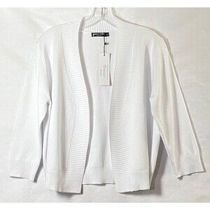 Urban Coco Open Front Crop Cardigan Sweater Size Large White Minimalist NWT